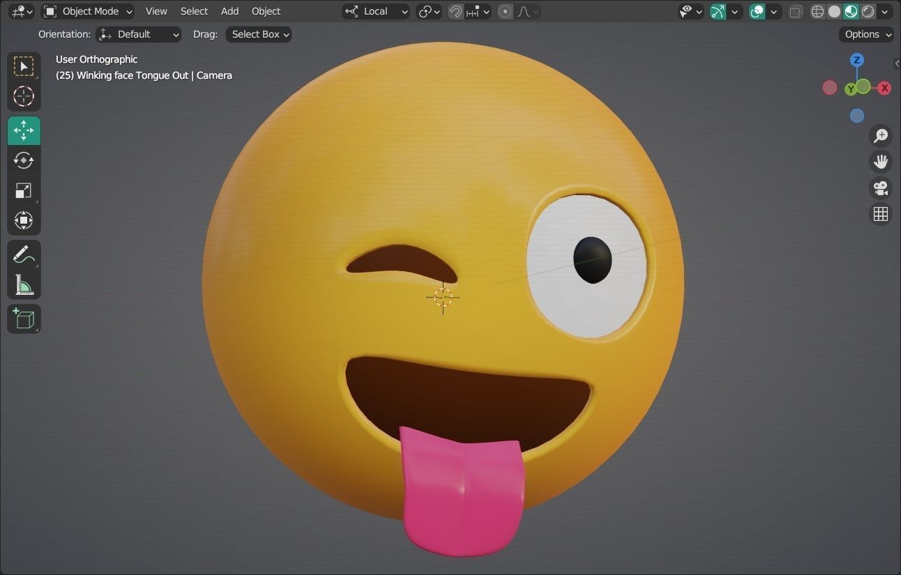 Winking face Tongue Out Animated Emoji Low-poly 3D model_7