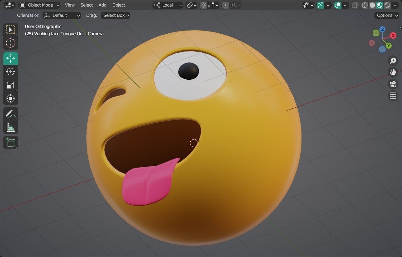 Winking face Tongue Out Animated Emoji Low-poly 3D model_8
