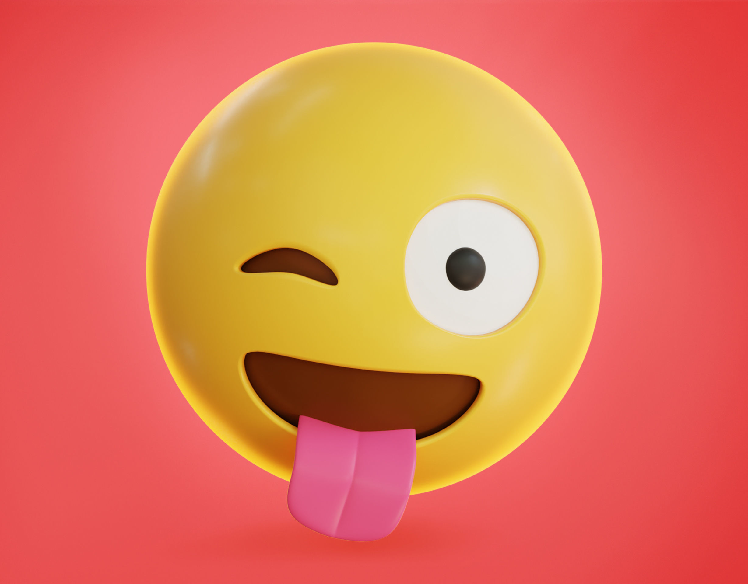 Winking face Tongue Out Animated Emoji Low-poly 3D model_5