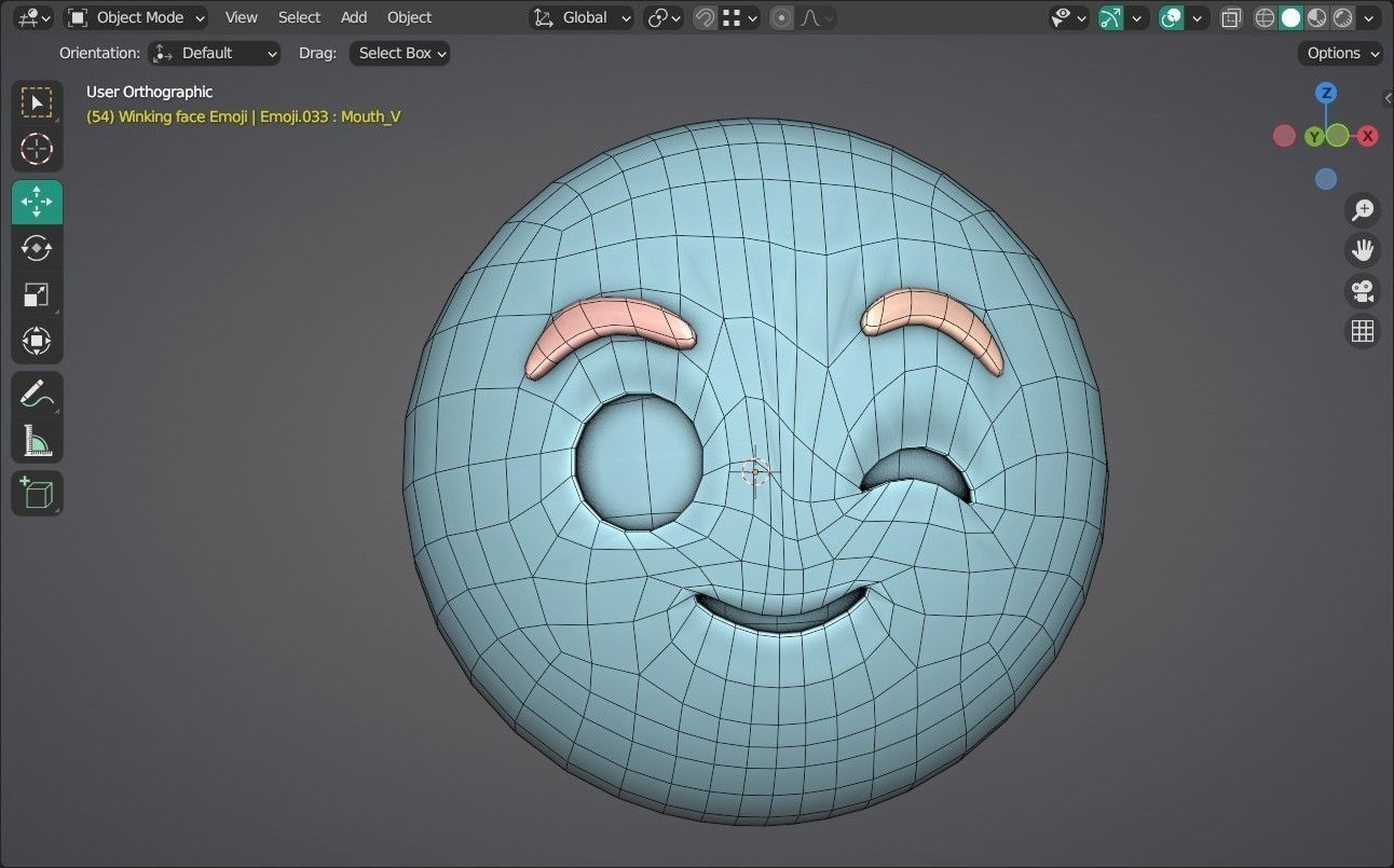 Winking face Animated Emoji Low-poly 3D model_9