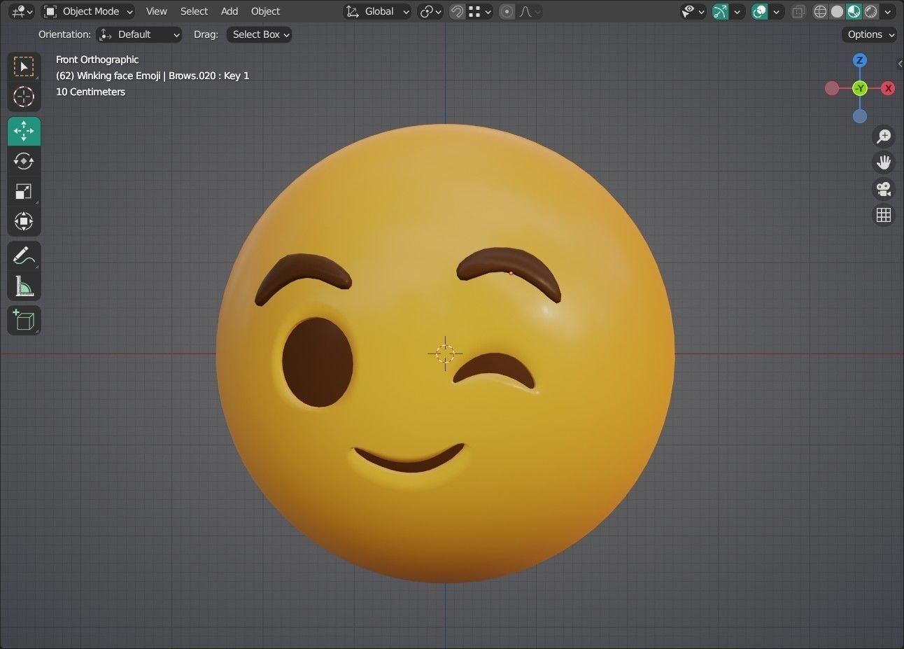 Winking face Animated Emoji Low-poly 3D model_15