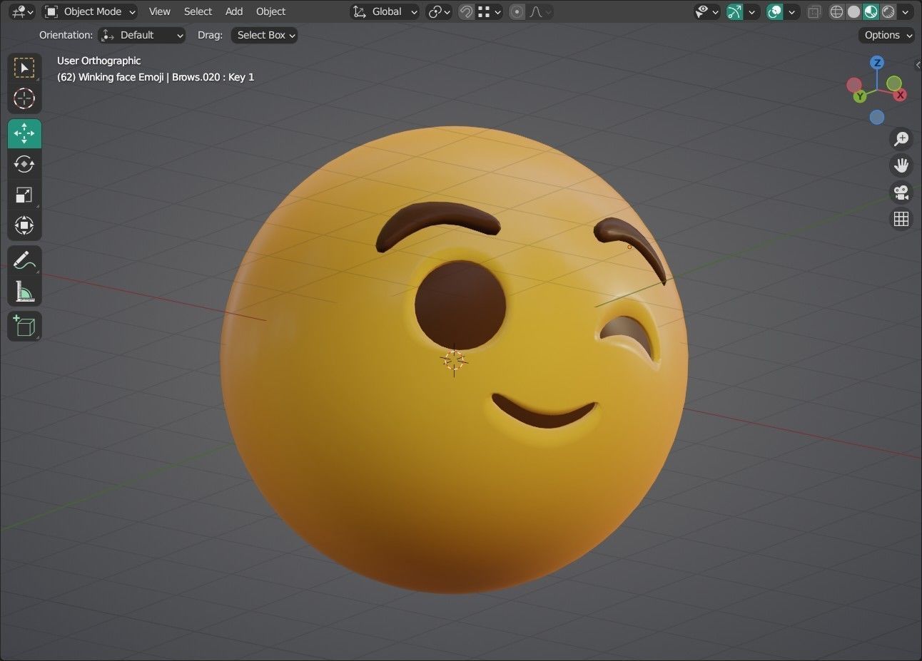 Winking face Animated Emoji Low-poly 3D model_16