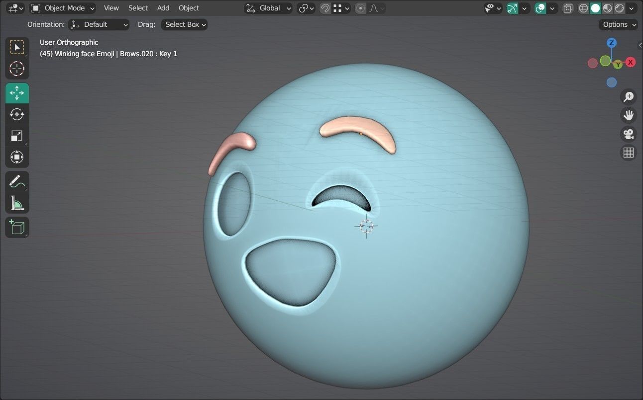 Winking face Animated Emoji Low-poly 3D model_6
