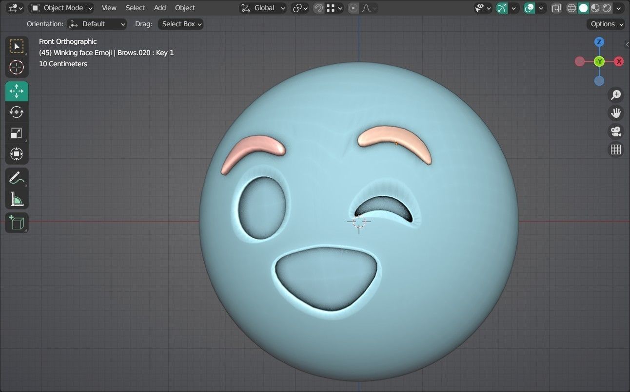 Winking face Animated Emoji Low-poly 3D model_5