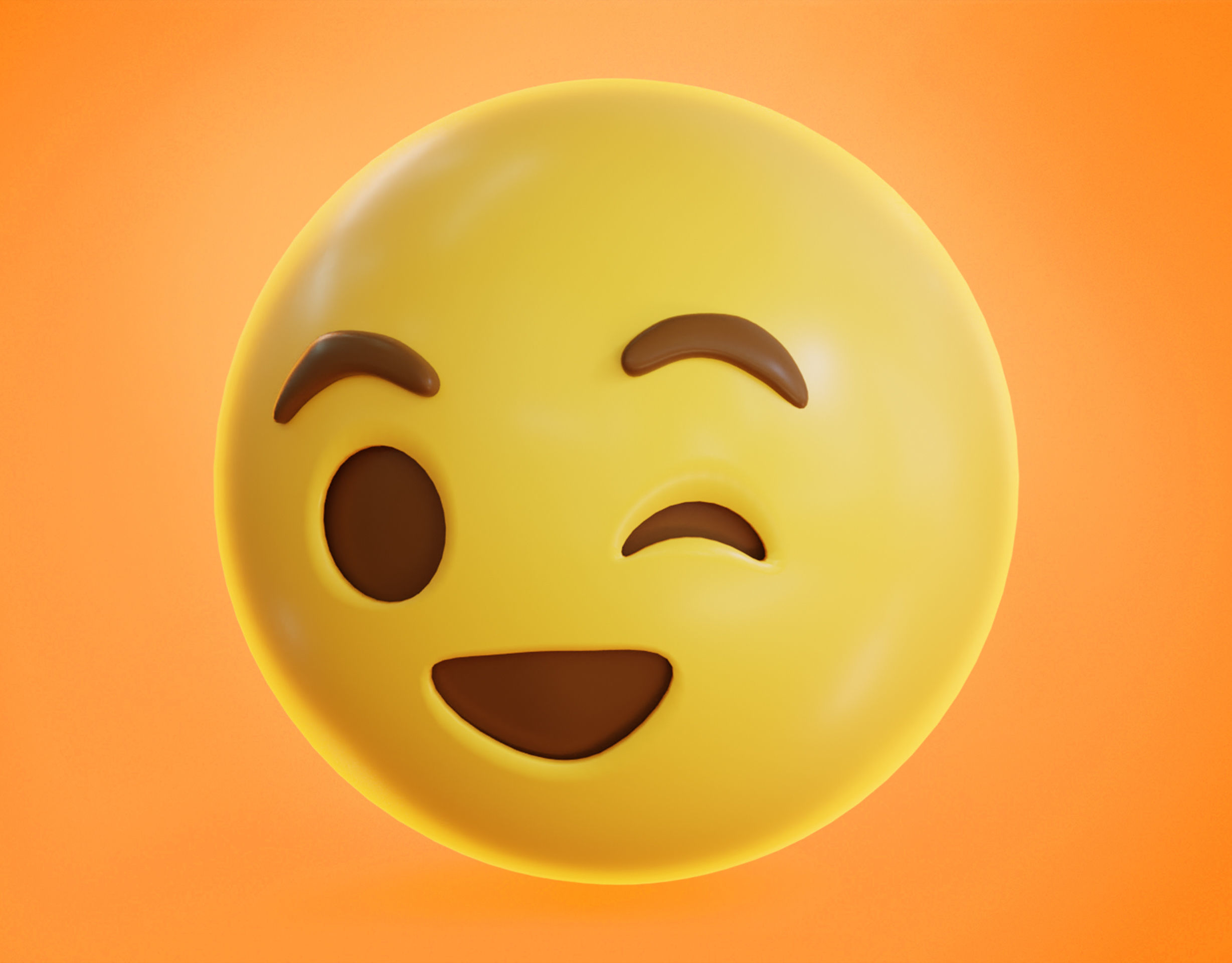 Winking face Animated Emoji Low-poly 3D model_13
