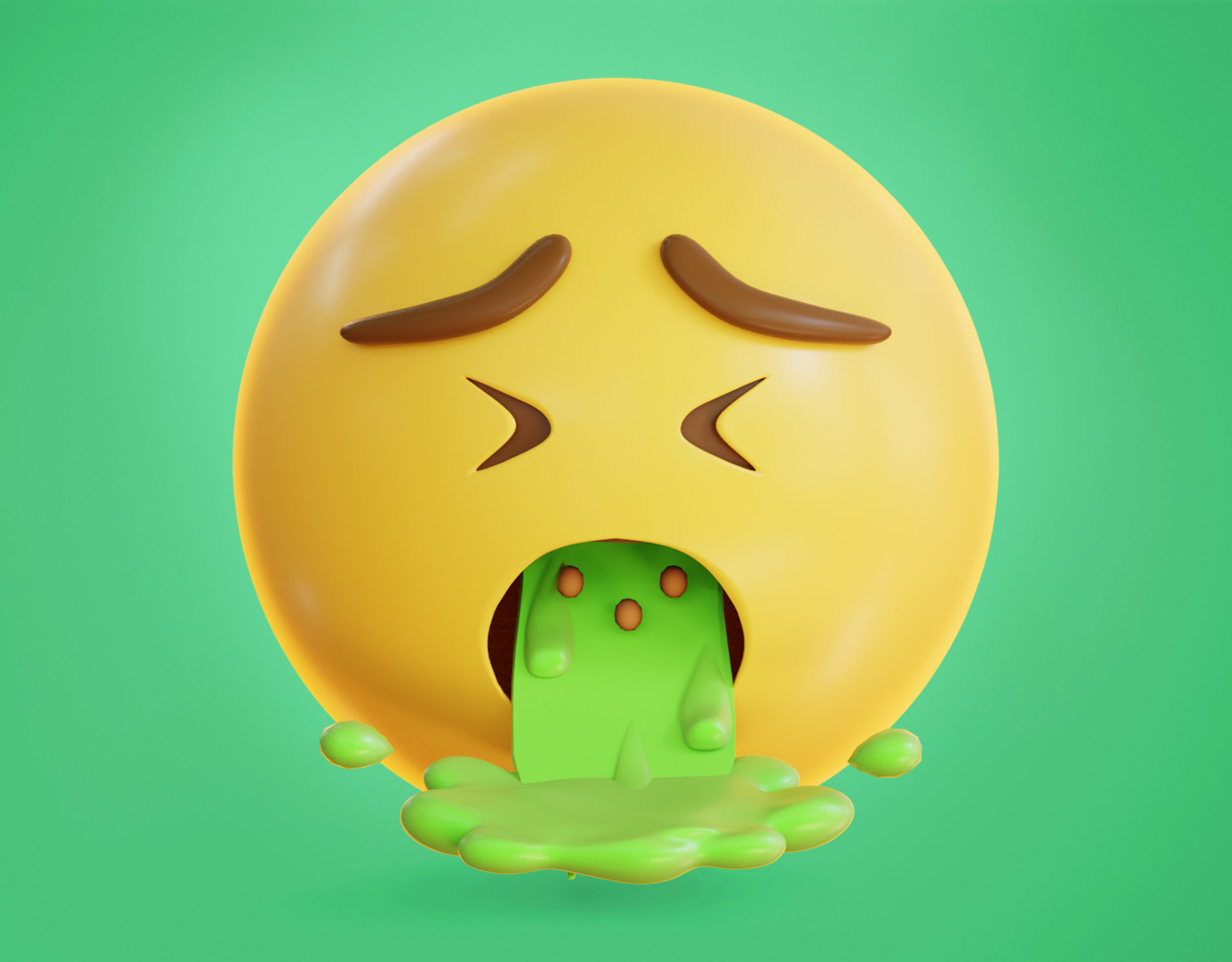 Vomiting face Animated Emoji Low-poly 3D model_11
