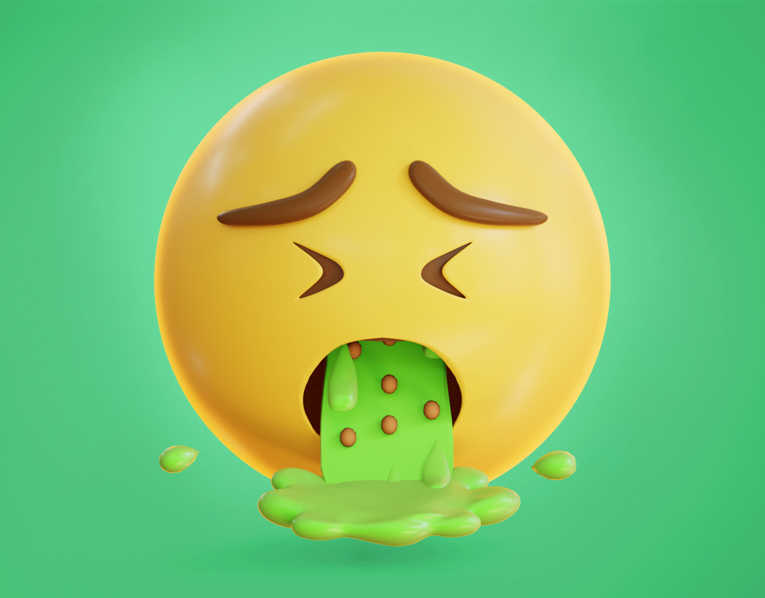 Vomiting face Animated Emoji Low-poly 3D model_12