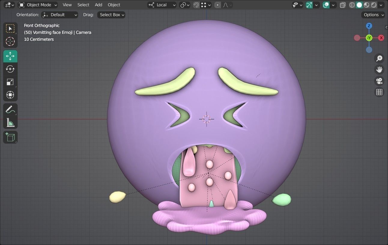 Vomiting face Animated Emoji Low-poly 3D model_4