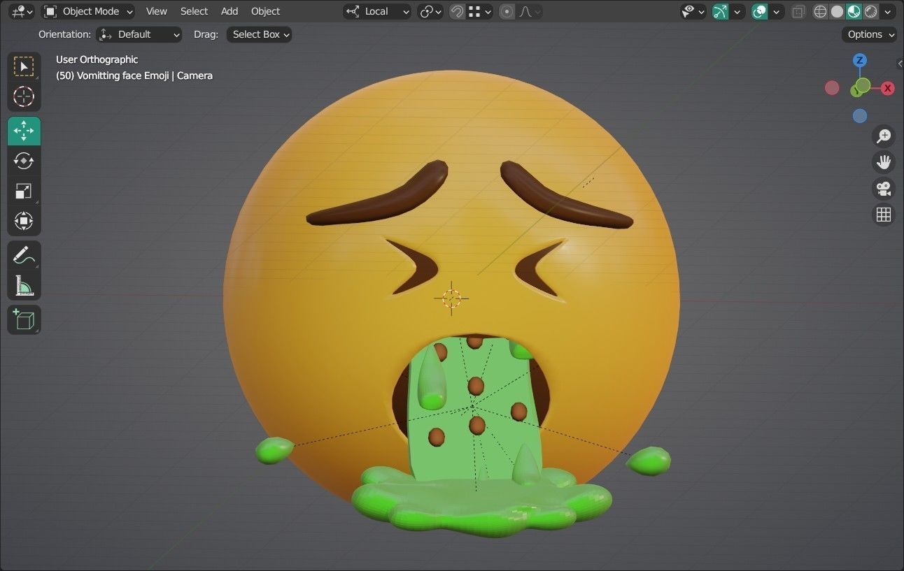 Vomiting face Animated Emoji Low-poly 3D model_13