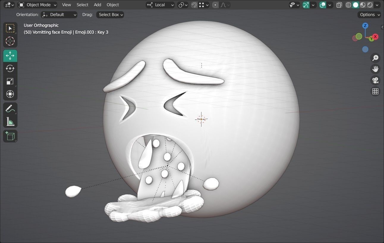 Vomiting face Animated Emoji Low-poly 3D model_6