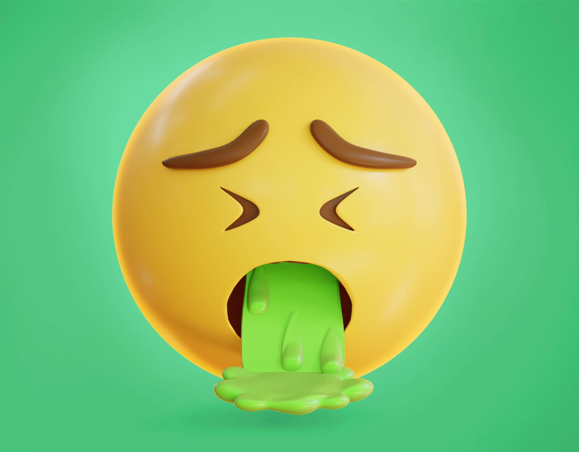 Vomiting face Animated Emoji Low-poly 3D model_10