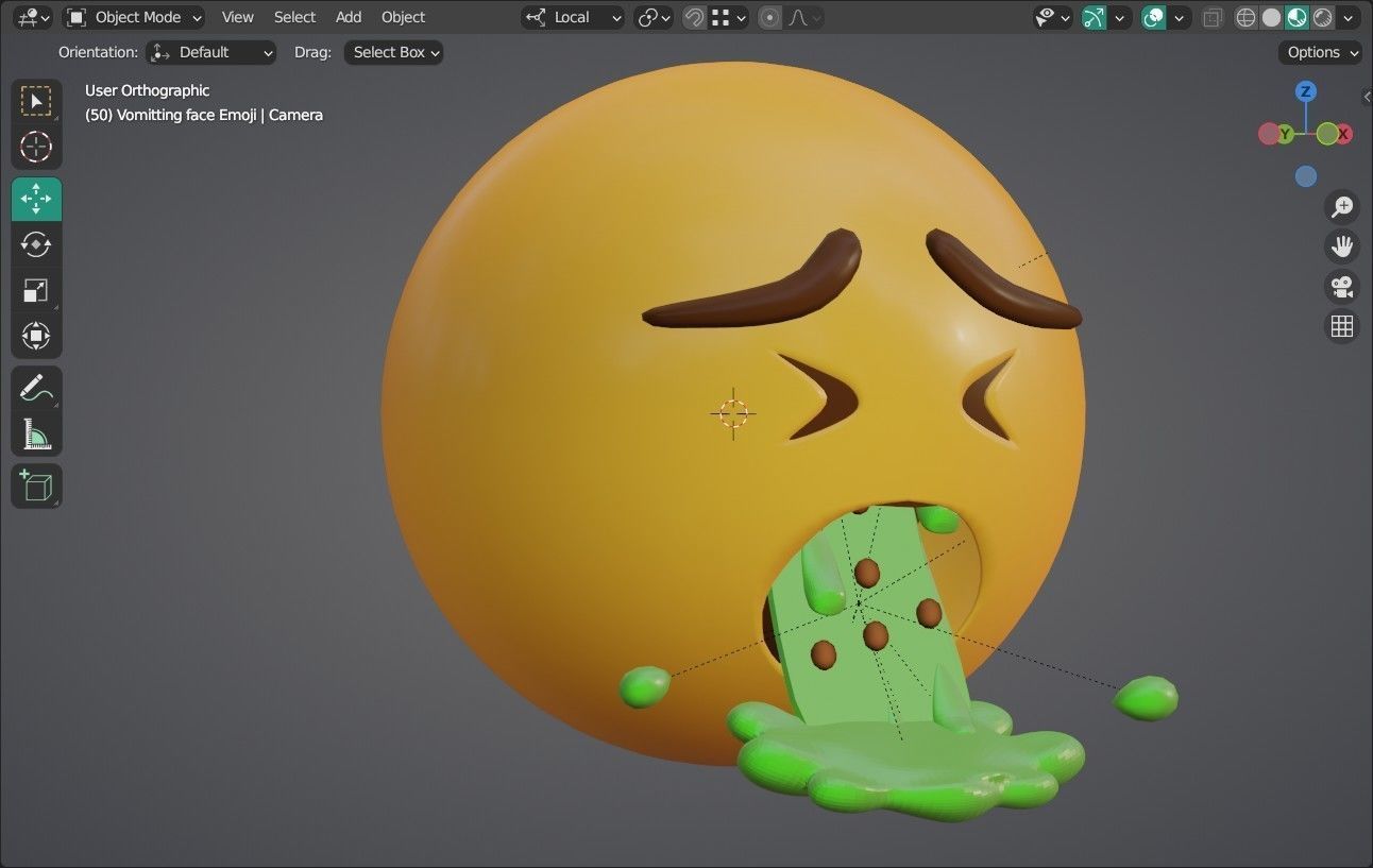 Vomiting face Animated Emoji Low-poly 3D model_3