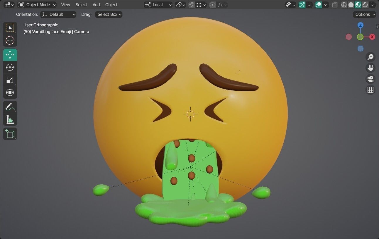 Vomiting face Animated Emoji Low-poly 3D model_14