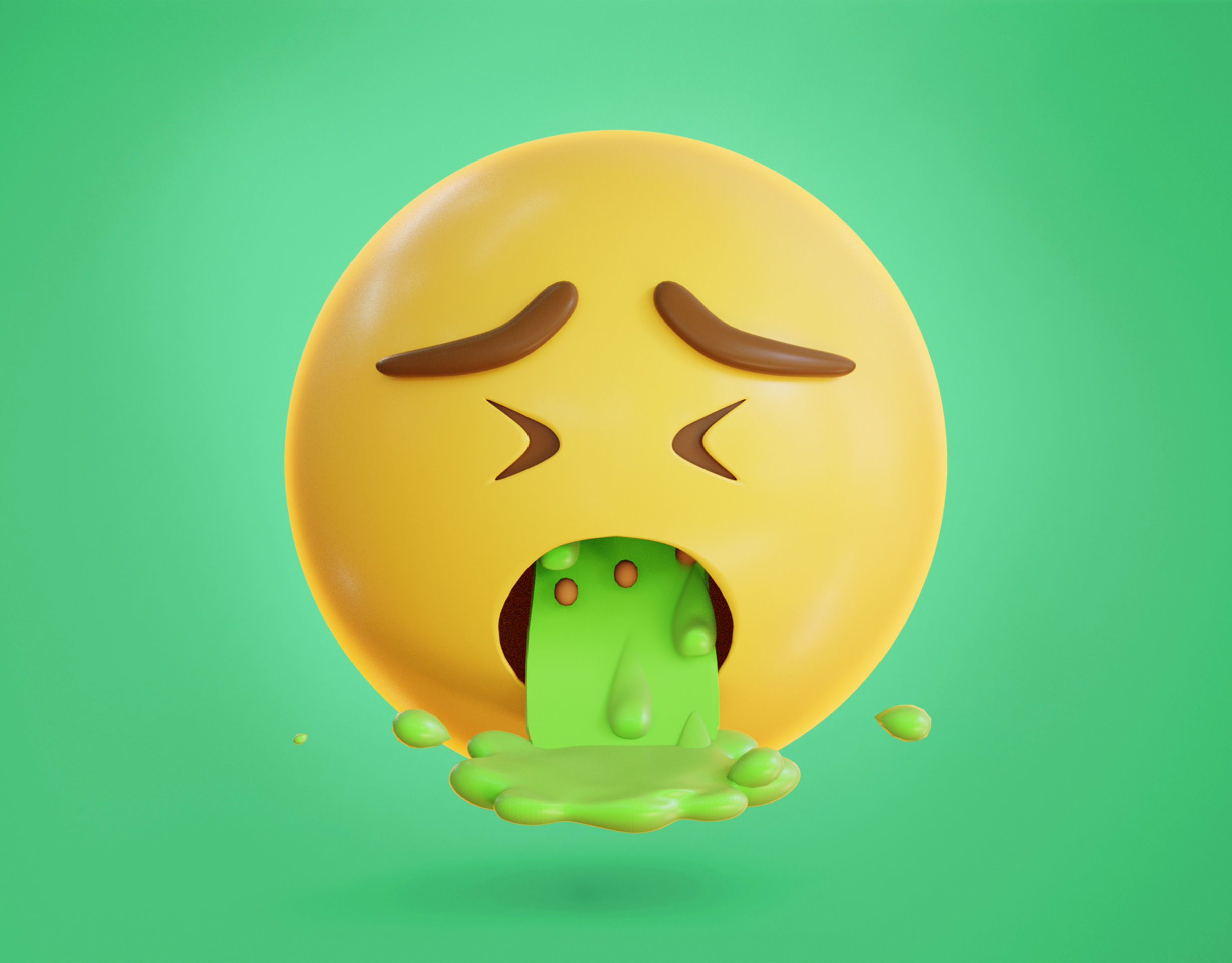 Vomiting face Animated Emoji Low-poly 3D model_2