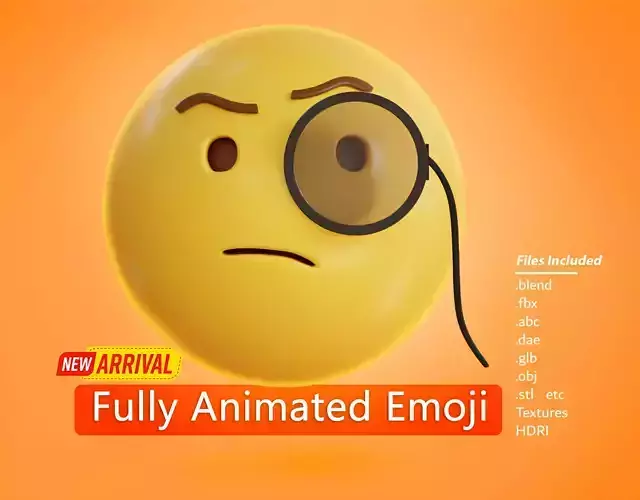 Thinking Monocle Animated Emoji Low-poly 3D model