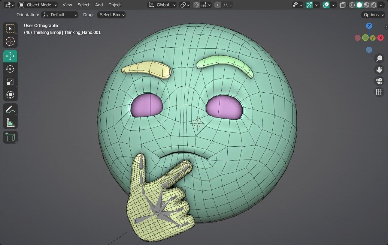 Thinking face Animated Emoji Low-poly 3D model_15