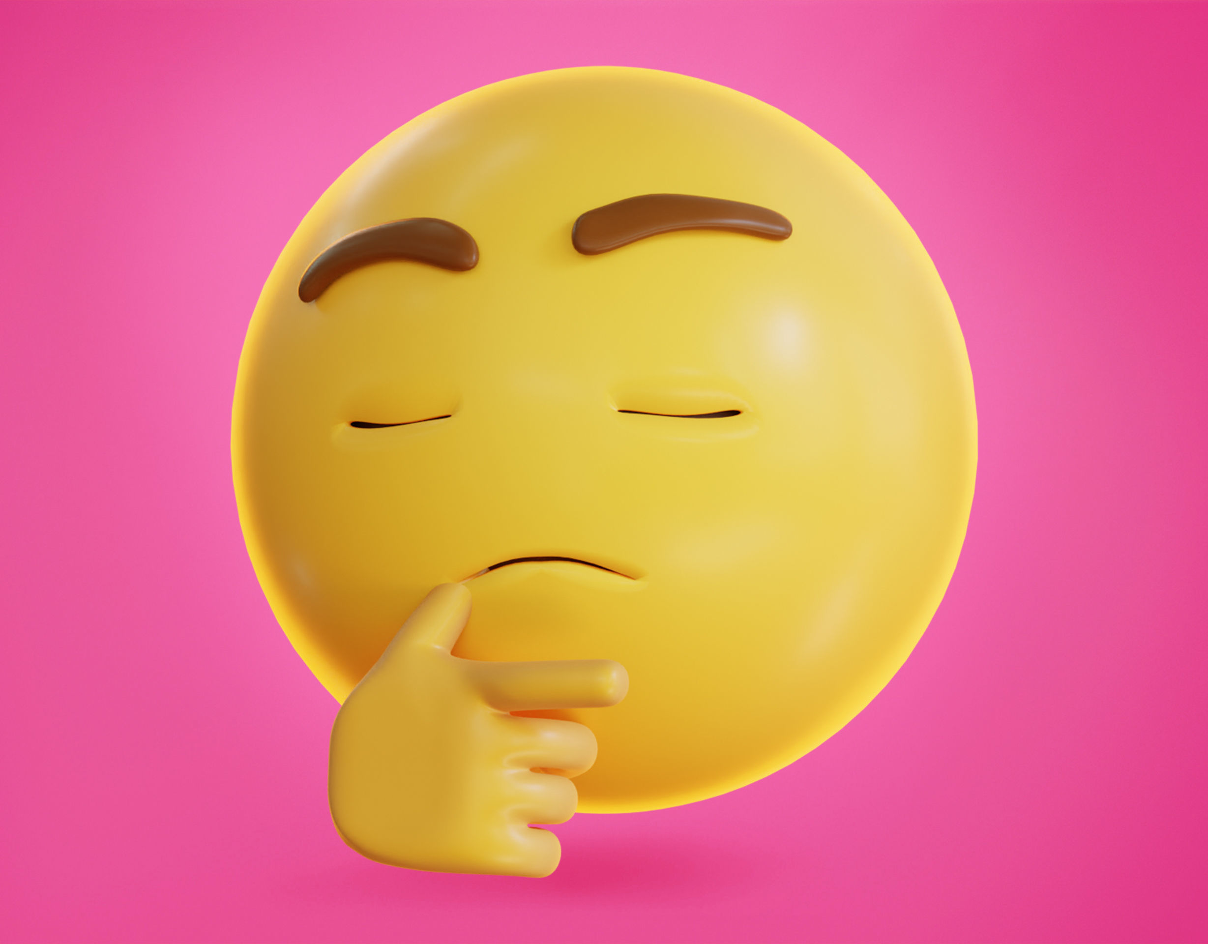 Thinking face Animated Emoji Low-poly 3D model_4