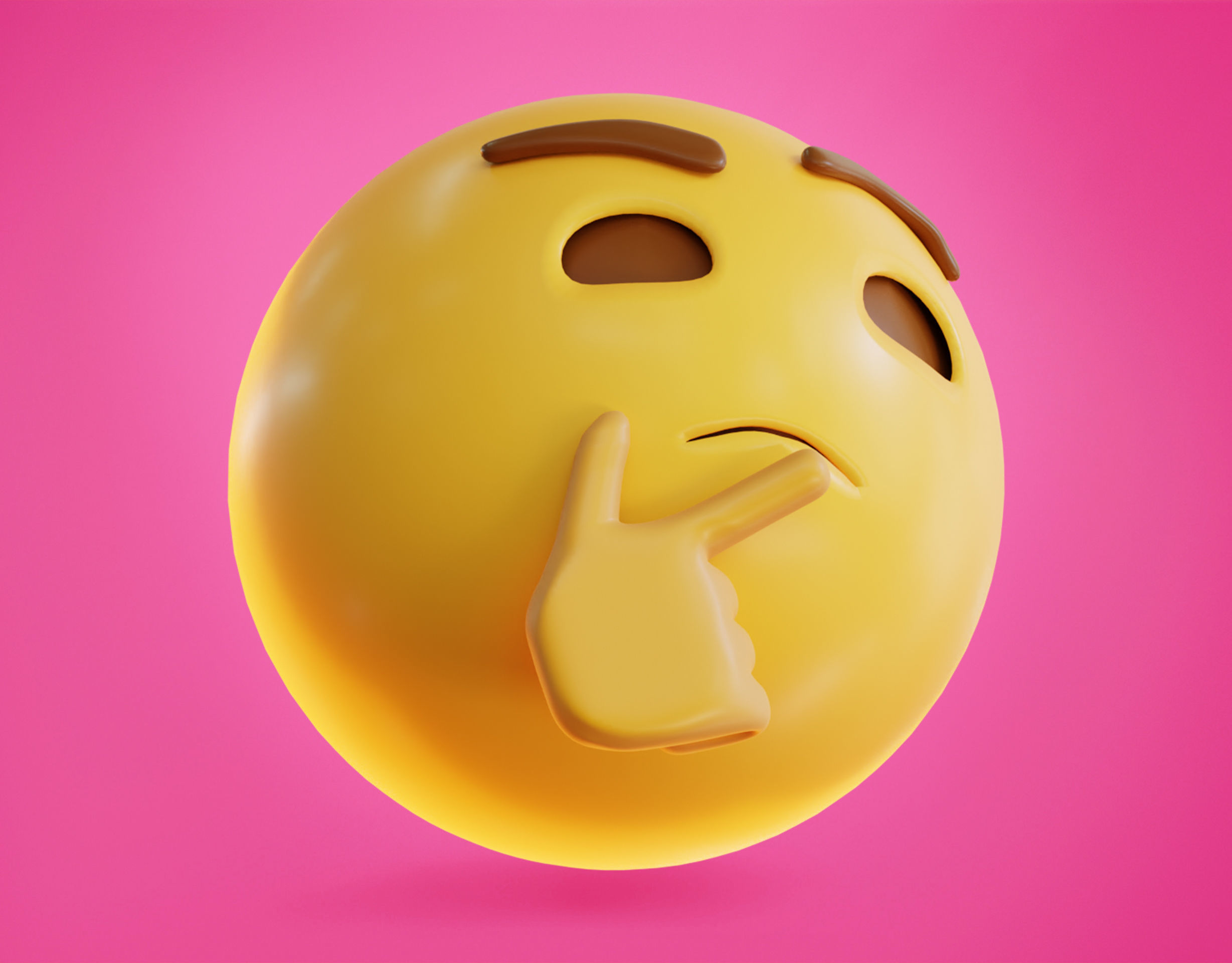 Thinking face Animated Emoji Low-poly 3D model_8