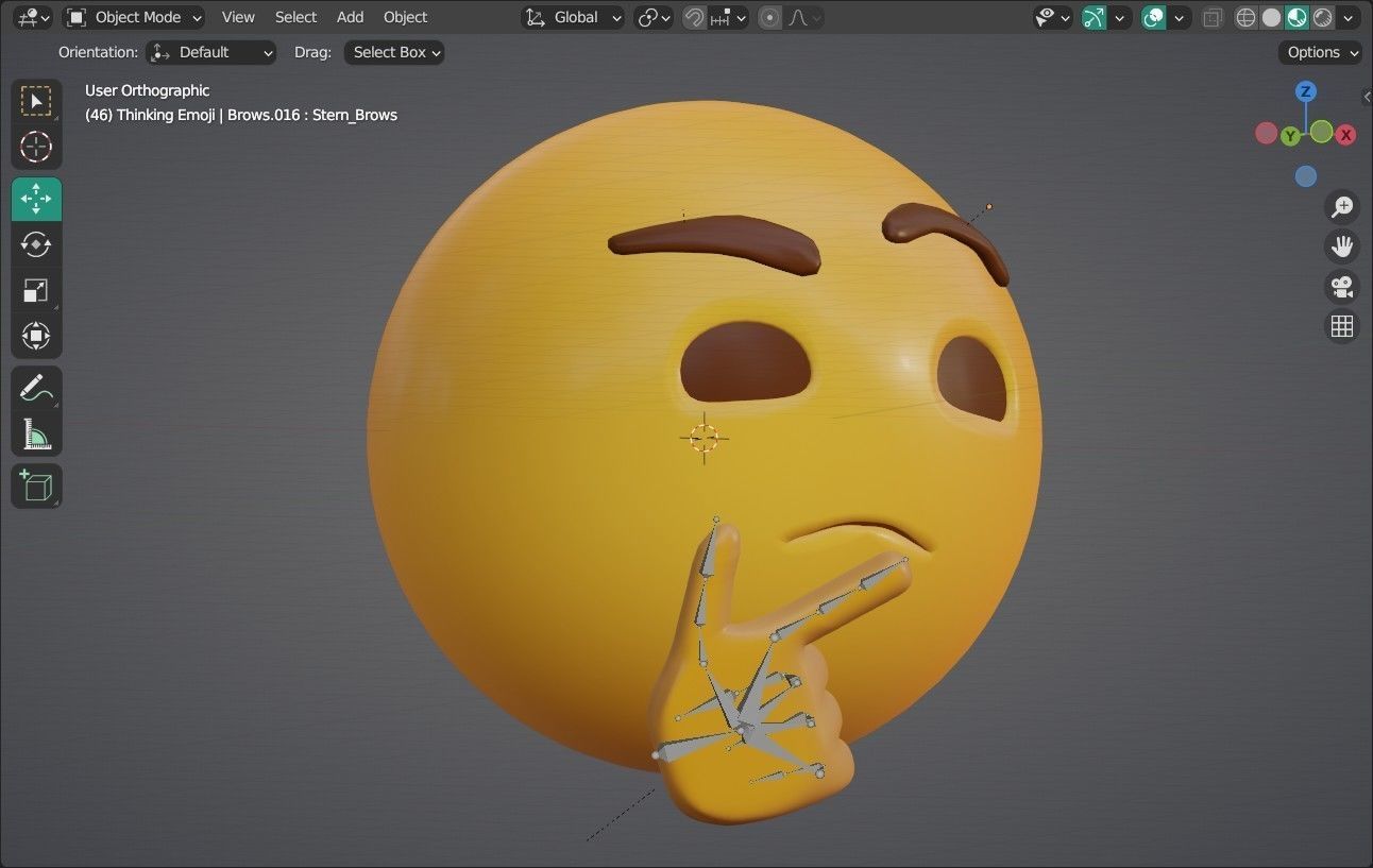Thinking face Animated Emoji Low-poly 3D model_10