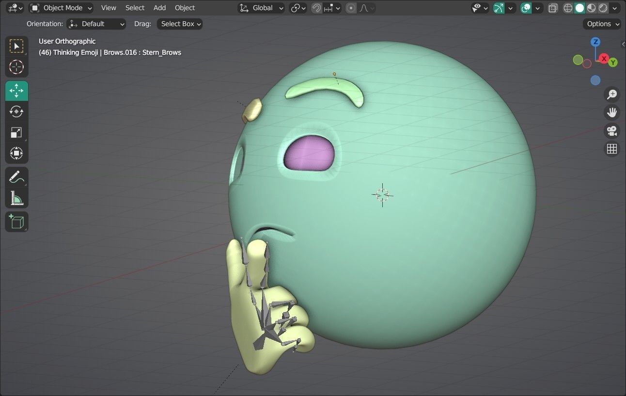 Thinking face Animated Emoji Low-poly 3D model_11