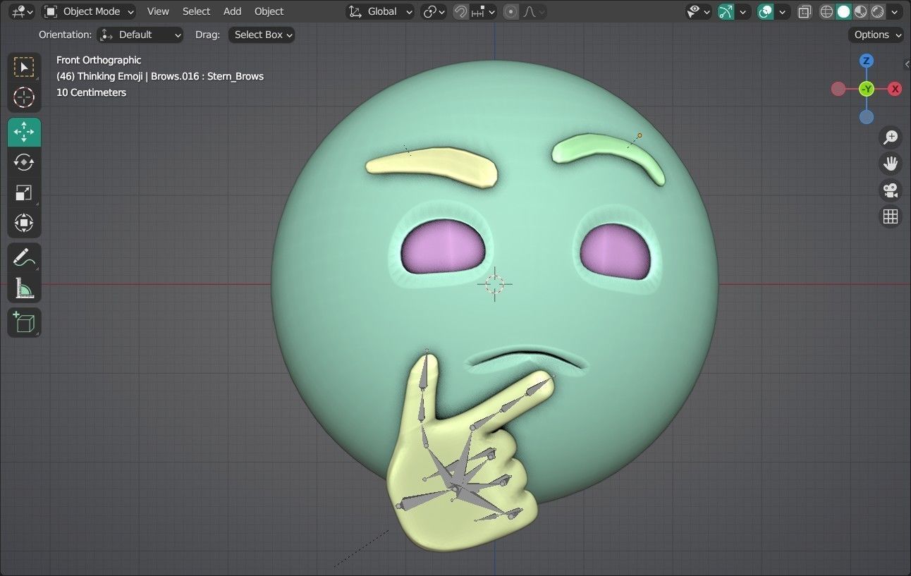 Thinking face Animated Emoji Low-poly 3D model_12