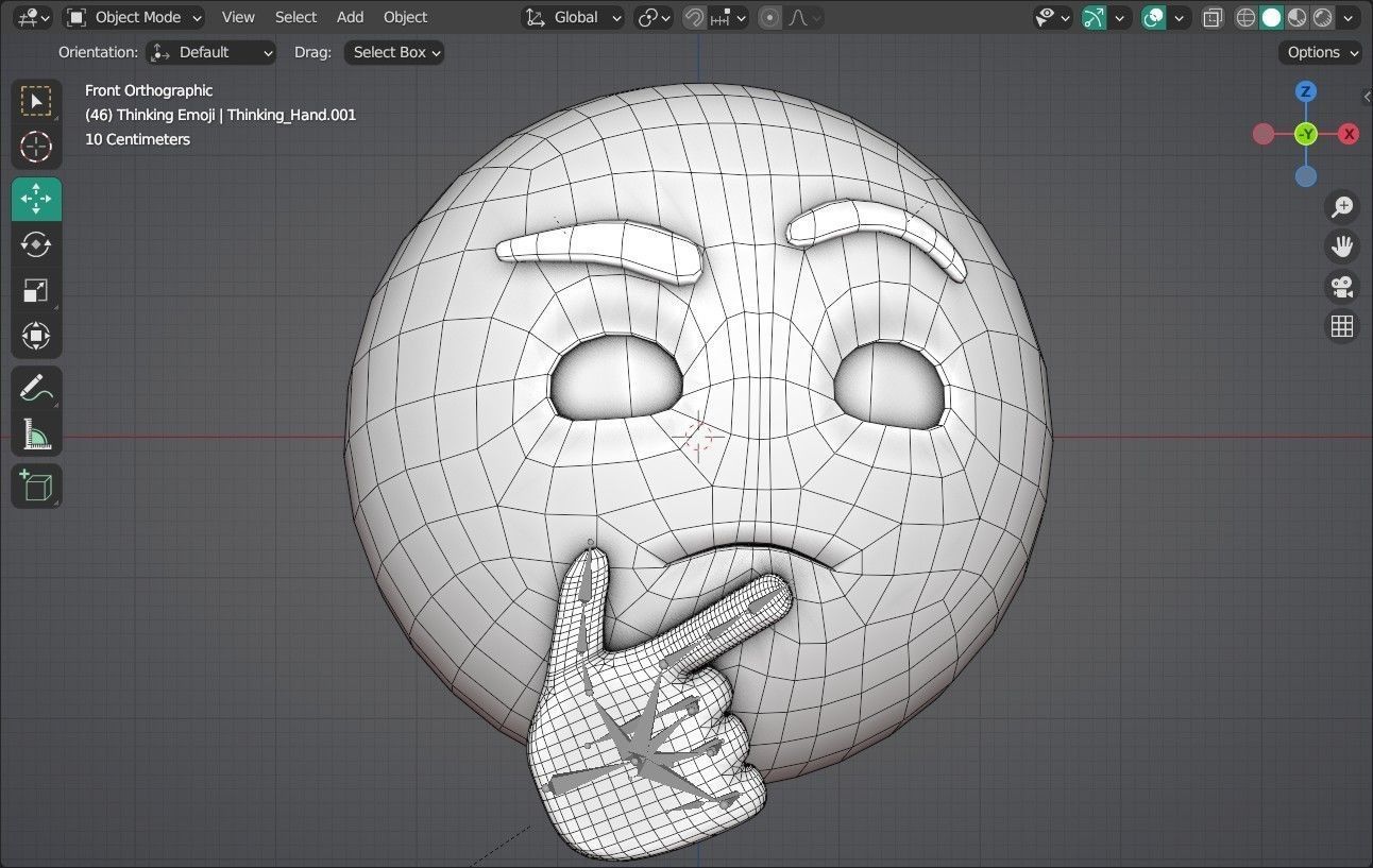 Thinking face Animated Emoji Low-poly 3D model_14