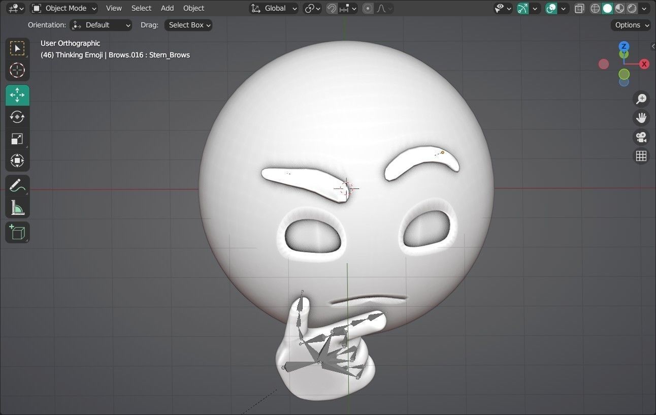 Thinking face Animated Emoji Low-poly 3D model_13