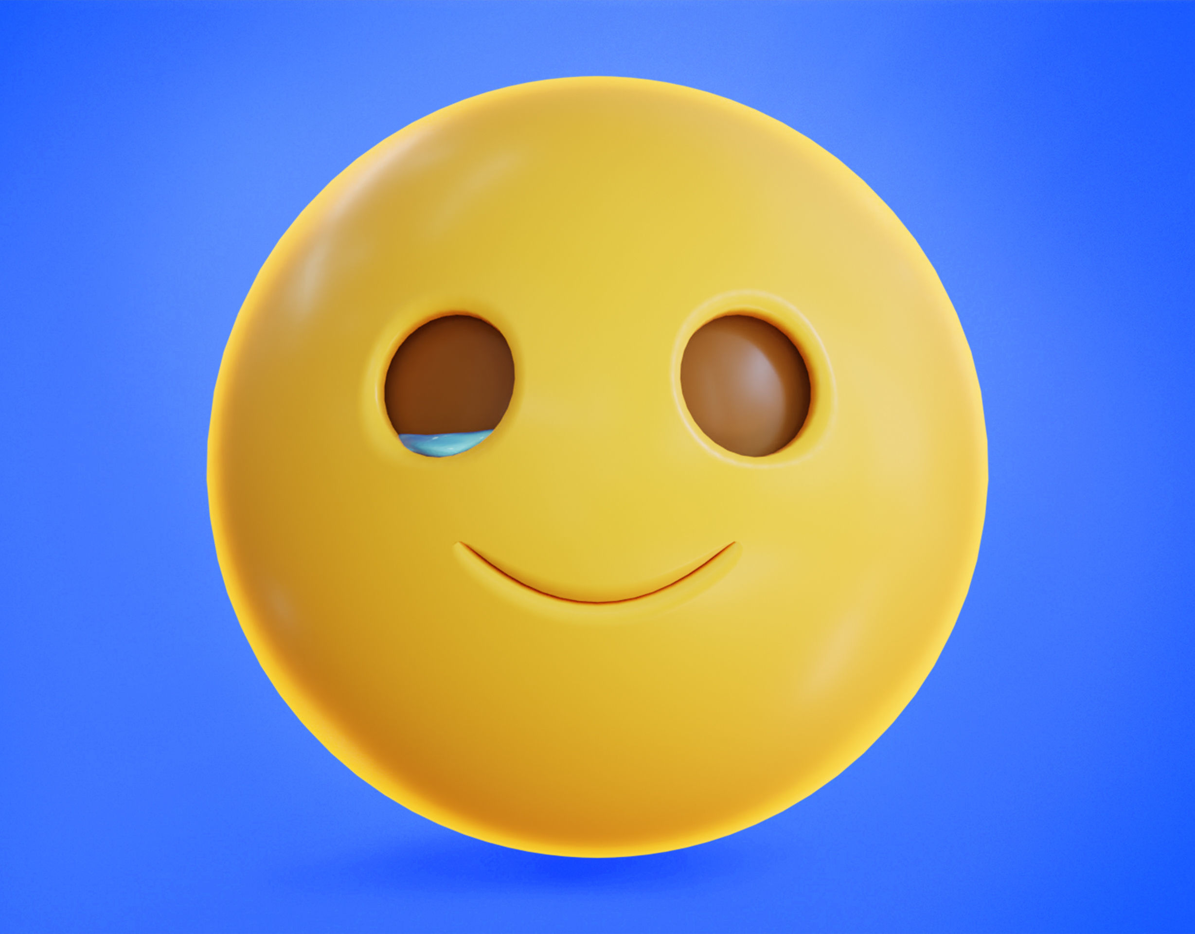 Smiling face with Tear Animated Emoji Low-poly 3D model_5