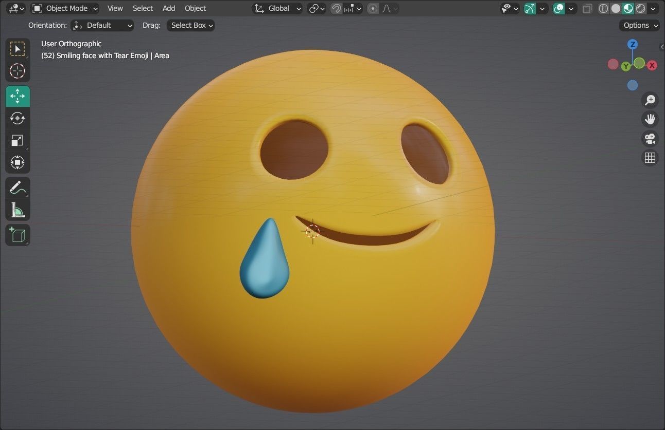 Smiling face with Tear Animated Emoji Low-poly 3D model_11