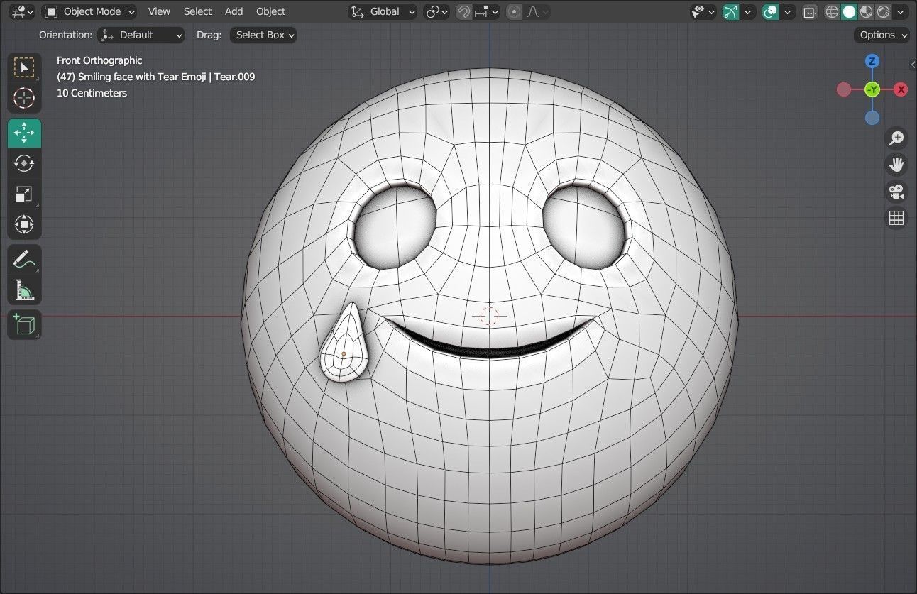 Smiling face with Tear Animated Emoji Low-poly 3D model_14