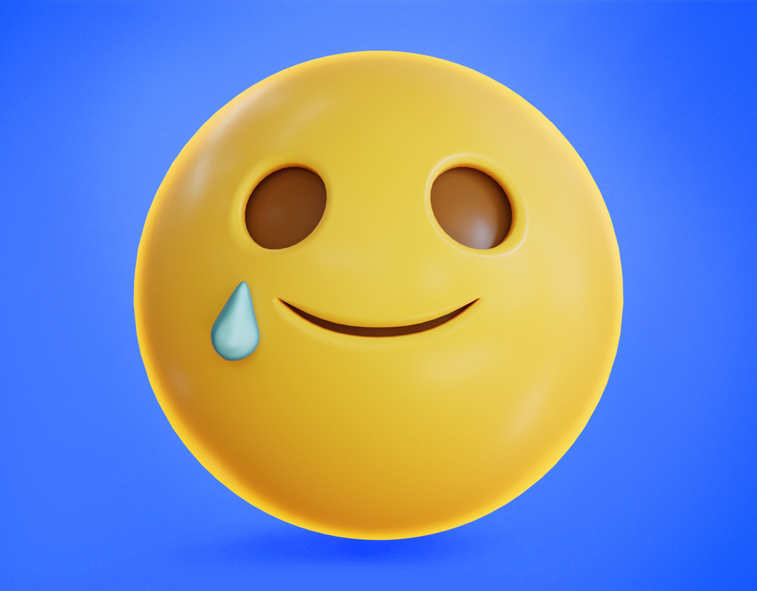 Smiling face with Tear Animated Emoji Low-poly 3D model_7