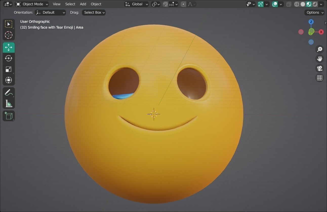 Smiling face with Tear Animated Emoji Low-poly 3D model_10