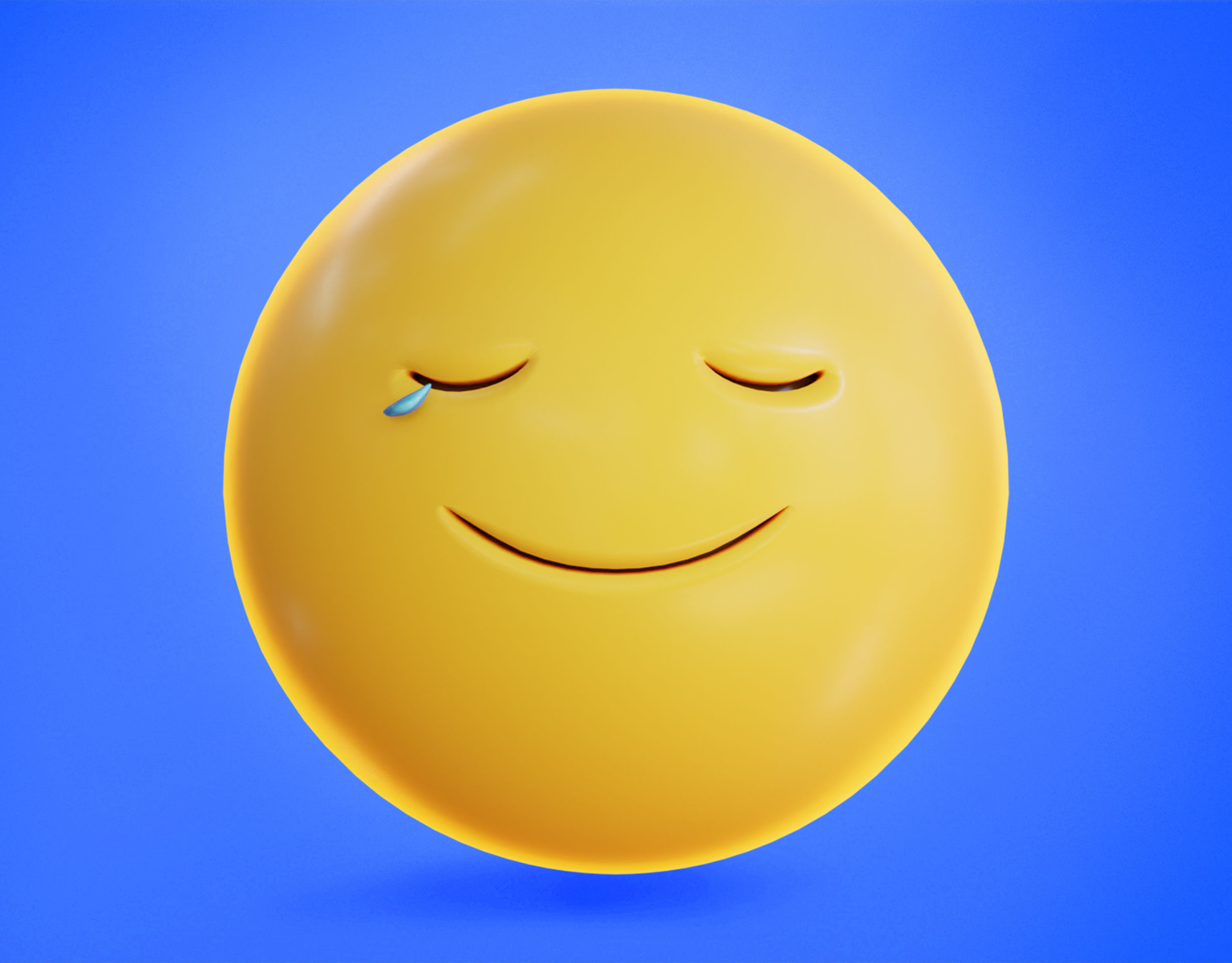 Smiling face with Tear Animated Emoji Low-poly 3D model_6