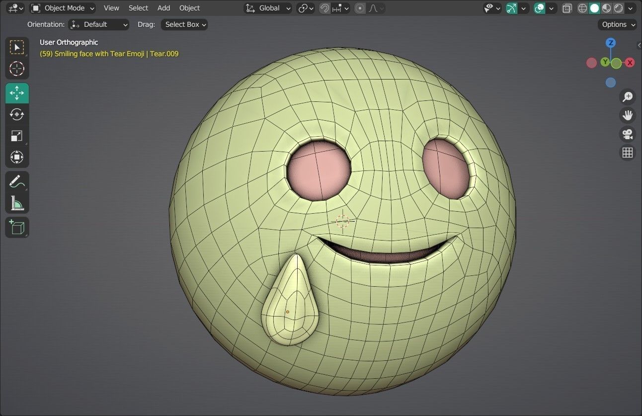 Smiling face with Tear Animated Emoji Low-poly 3D model_15