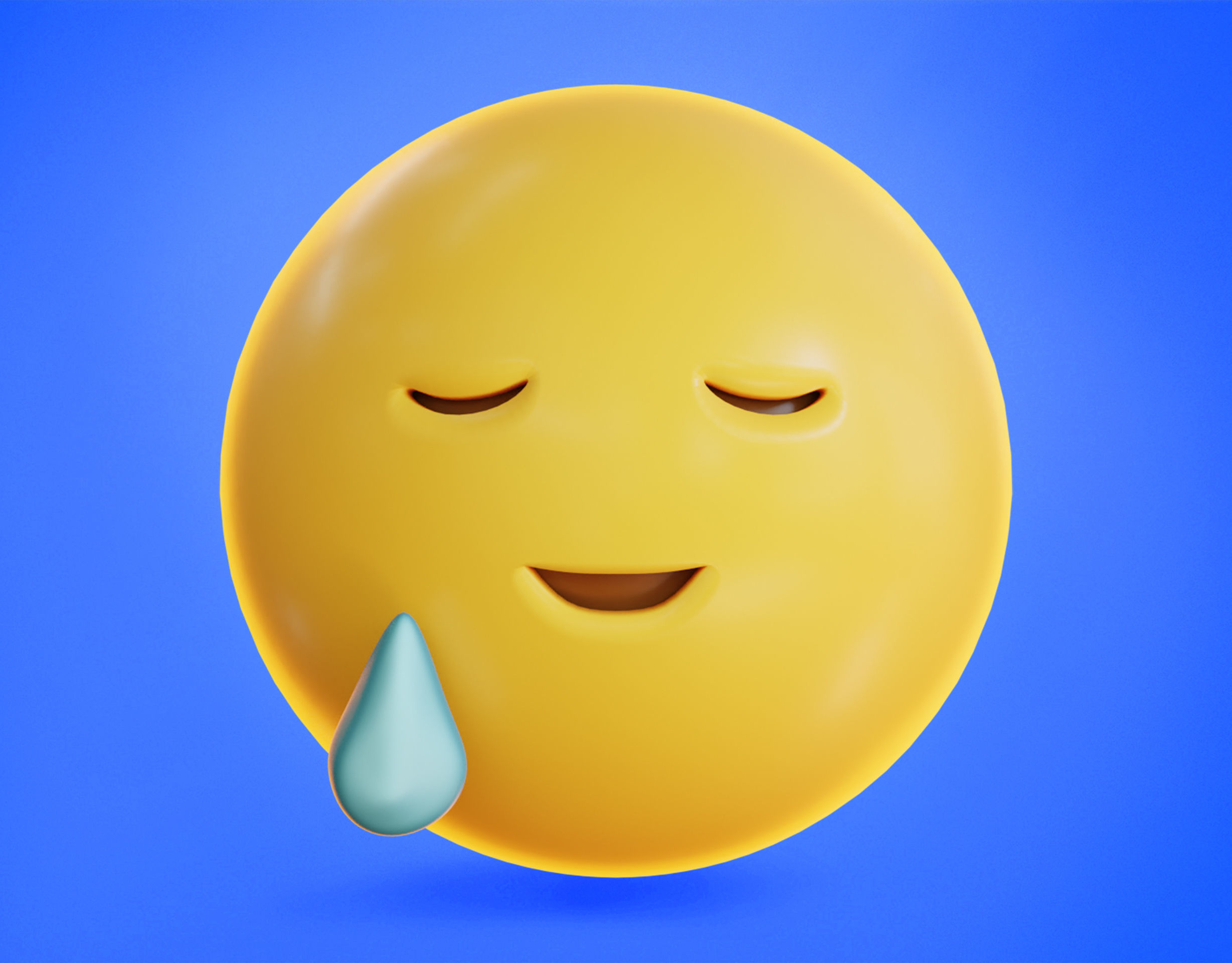 Smiling face with Tear Animated Emoji Low-poly 3D model_8
