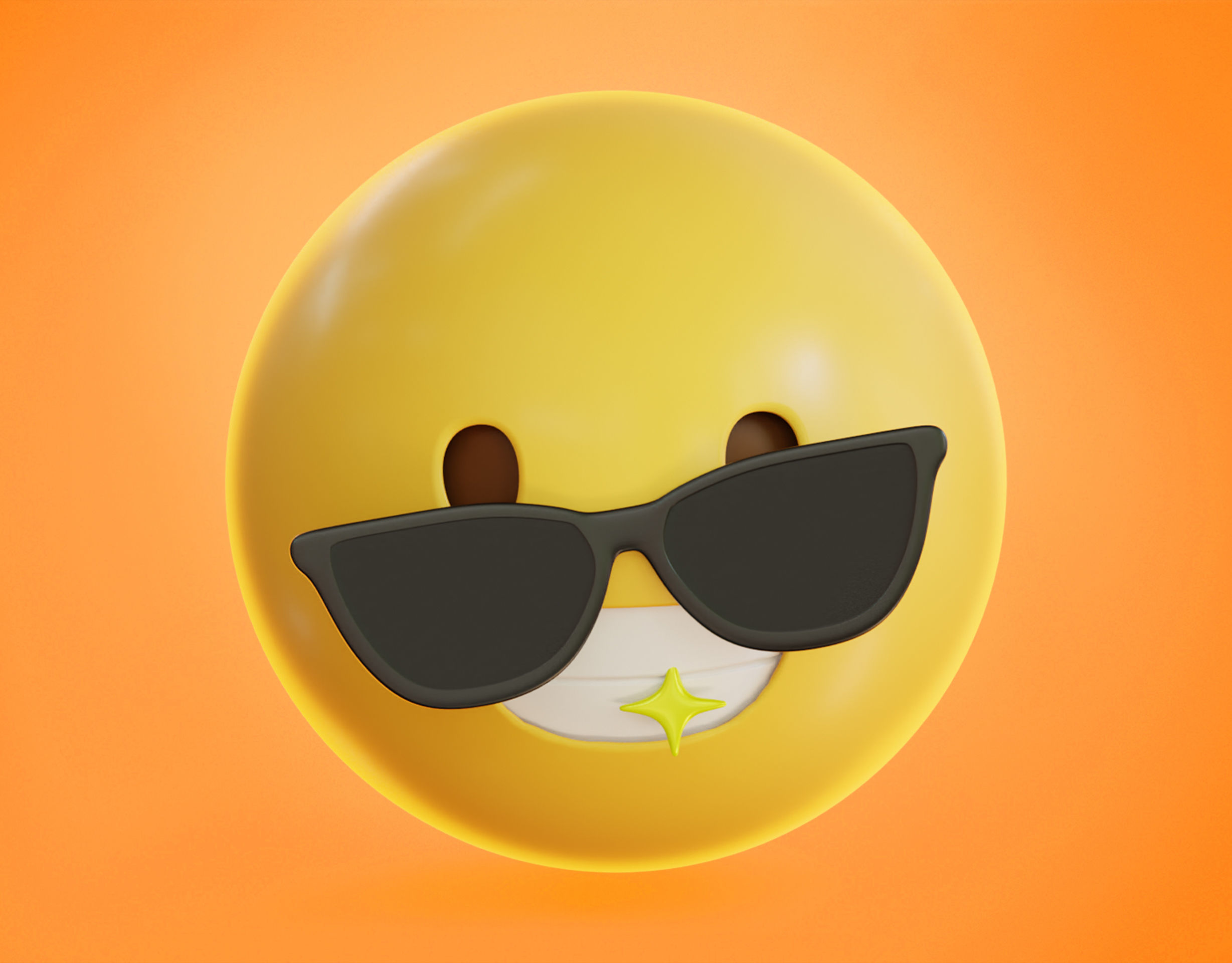 Smiling face with Sunglasses Animated Emoji Low-poly 3D model_14