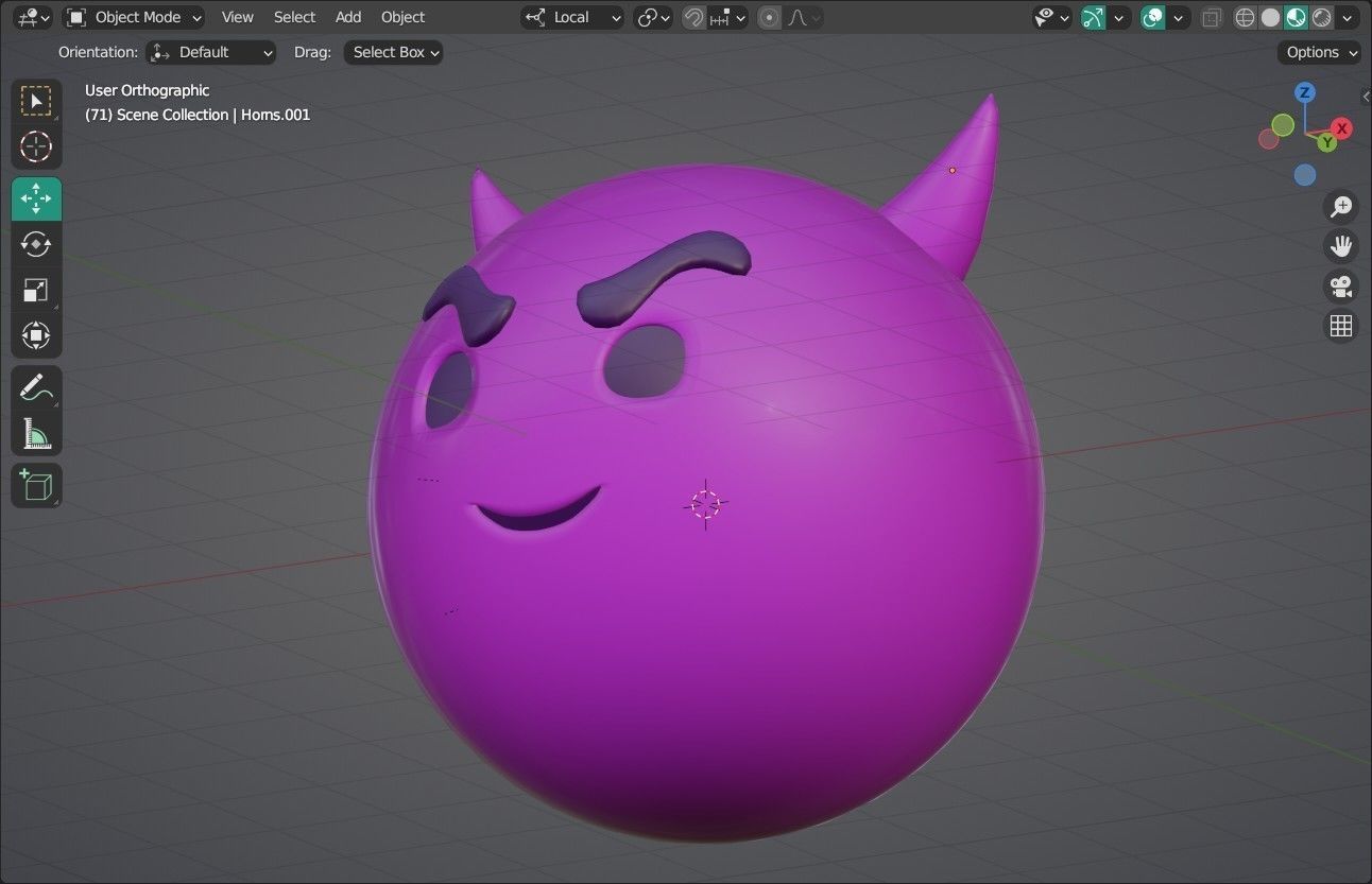 Smiling face with Horns Animated Emoji Low-poly 3D model_11