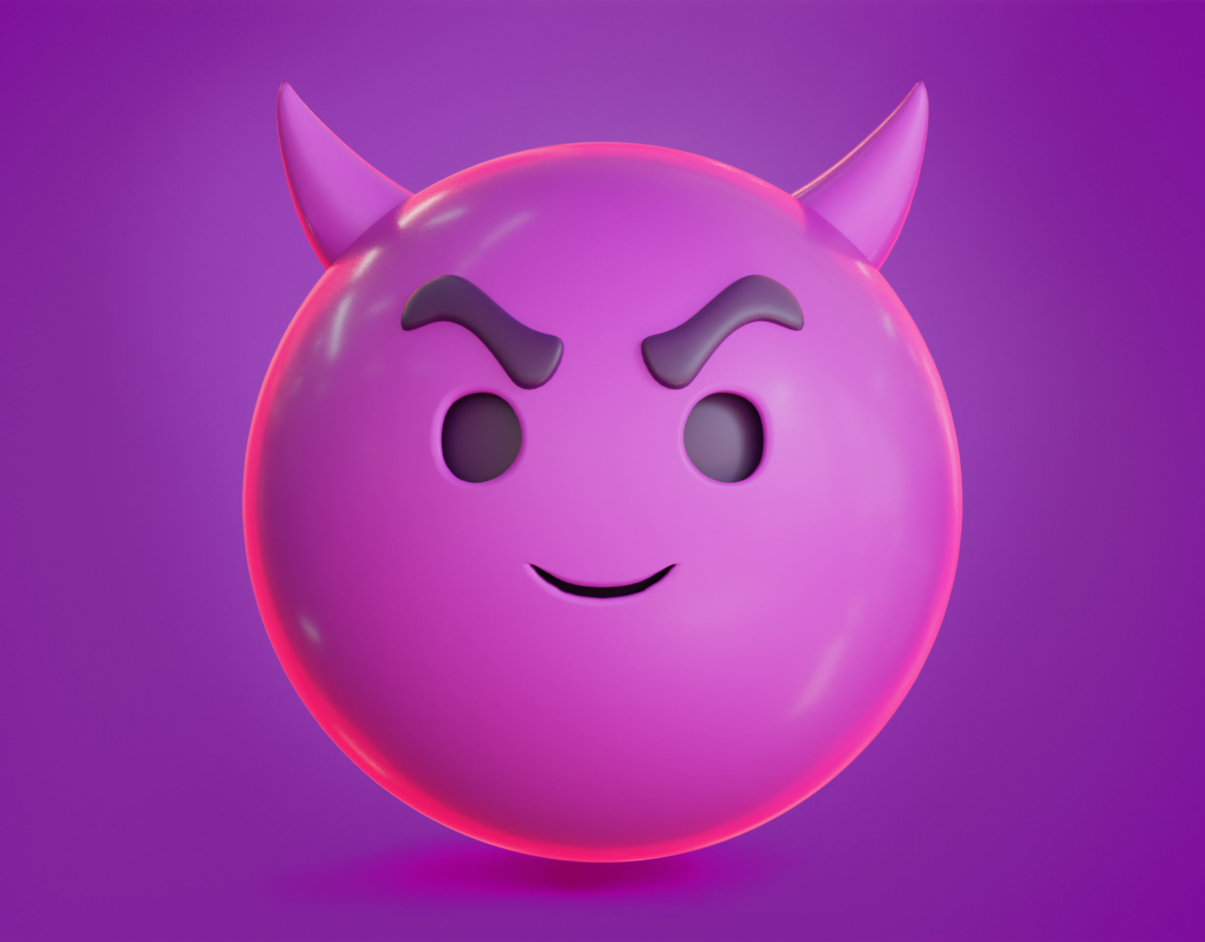 Smiling face with Horns Animated Emoji Low-poly 3D model_3