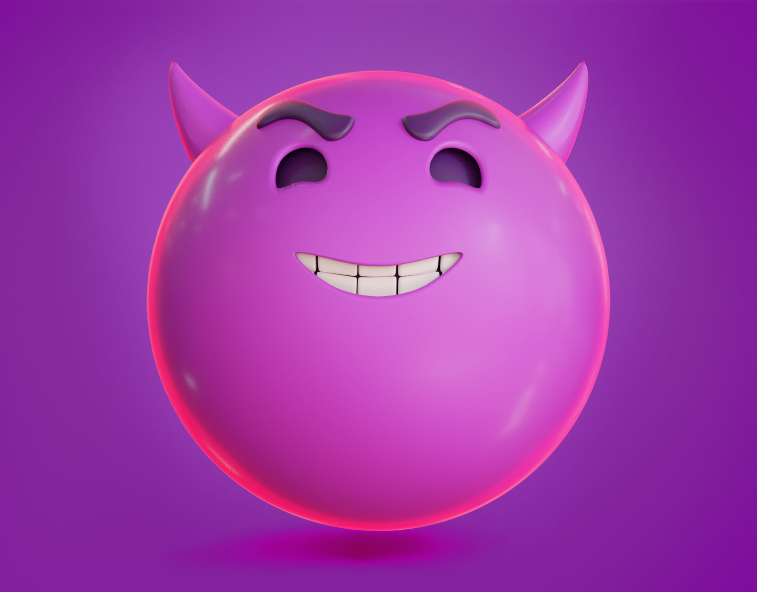 Smiling face with Horns Animated Emoji Low-poly 3D model_6