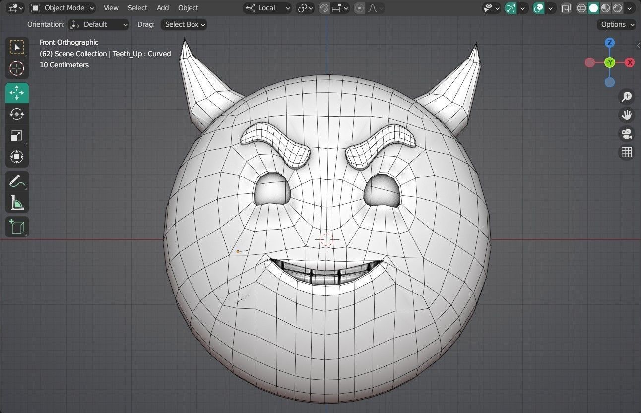 Smiling face with Horns Animated Emoji Low-poly 3D model_13