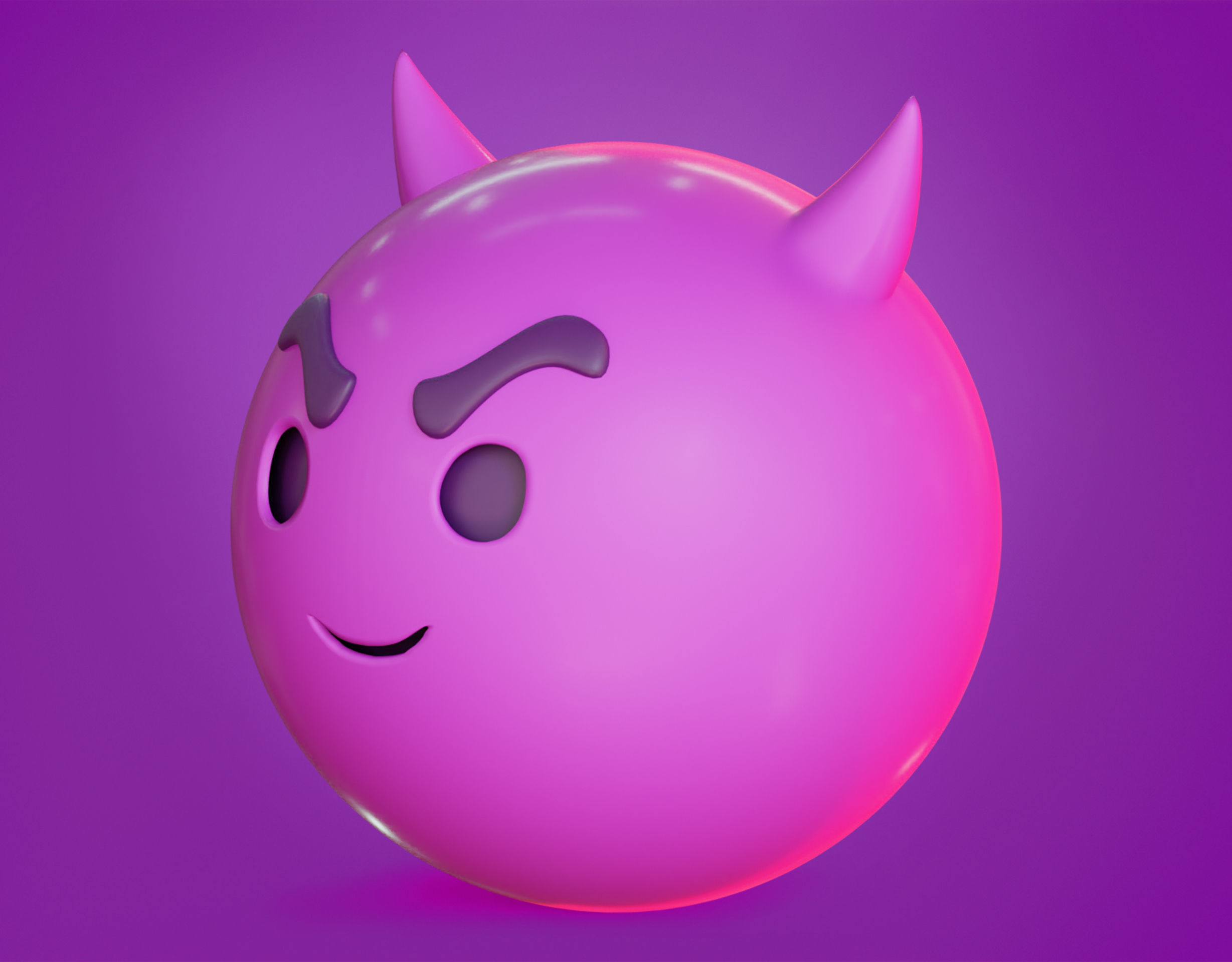 Smiling face with Horns Animated Emoji Low-poly 3D model_9