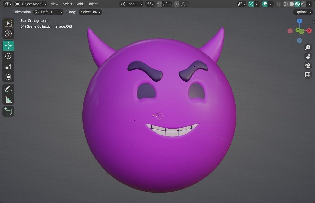 Smiling face with Horns Animated Emoji Low-poly 3D model_10