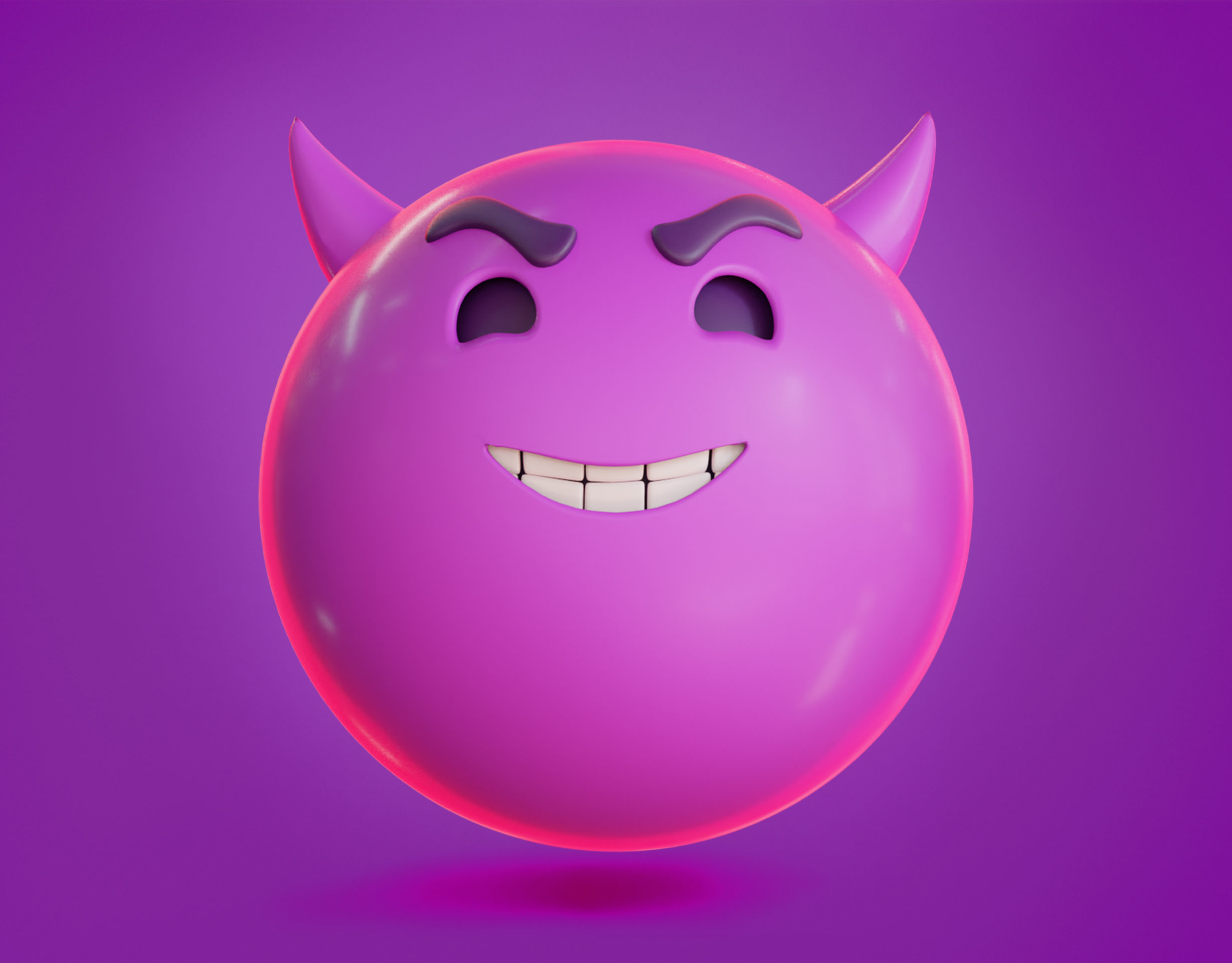 Smiling face with Horns Animated Emoji Low-poly 3D model_2