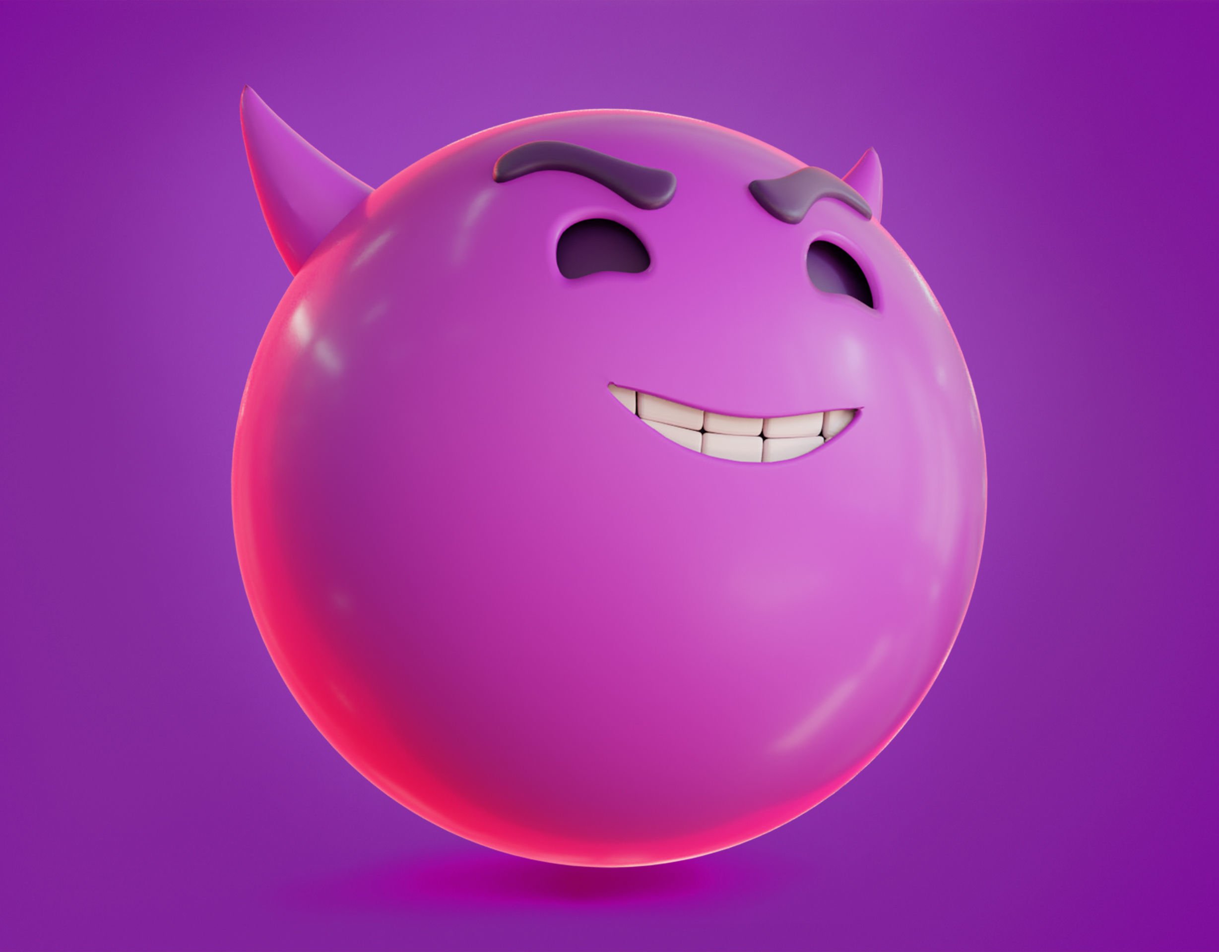 Smiling face with Horns Animated Emoji Low-poly 3D model_8
