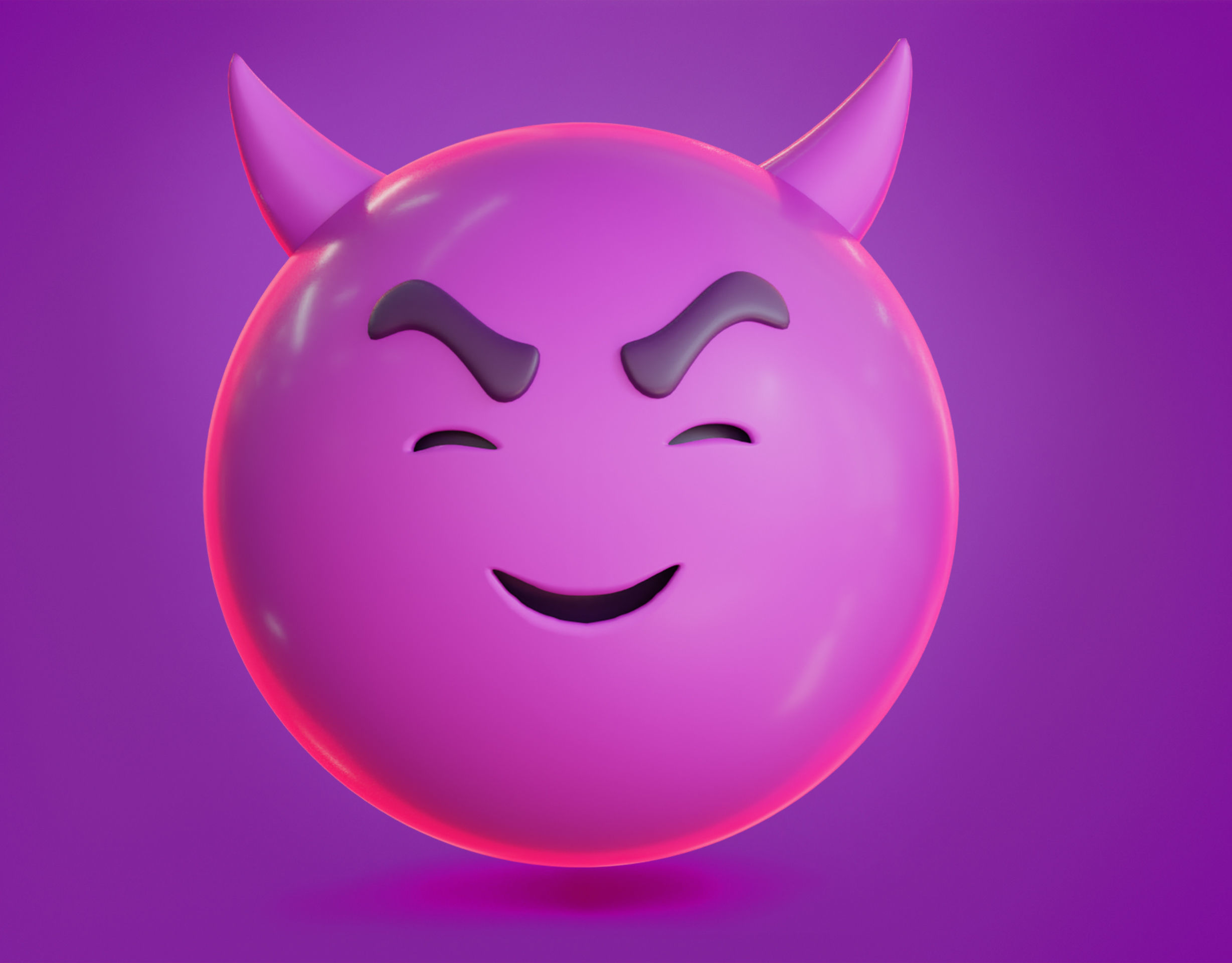 Smiling face with Horns Animated Emoji Low-poly 3D model_4