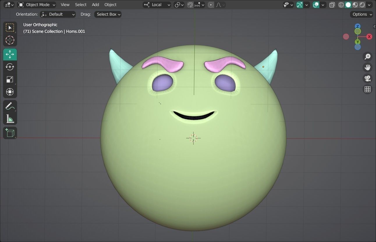Smiling face with Horns Animated Emoji Low-poly 3D model_12