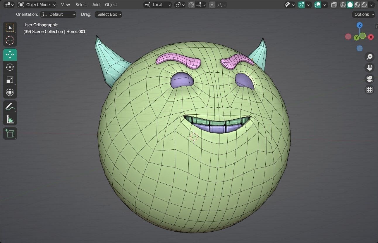 Smiling face with Horns Animated Emoji Low-poly 3D model_14