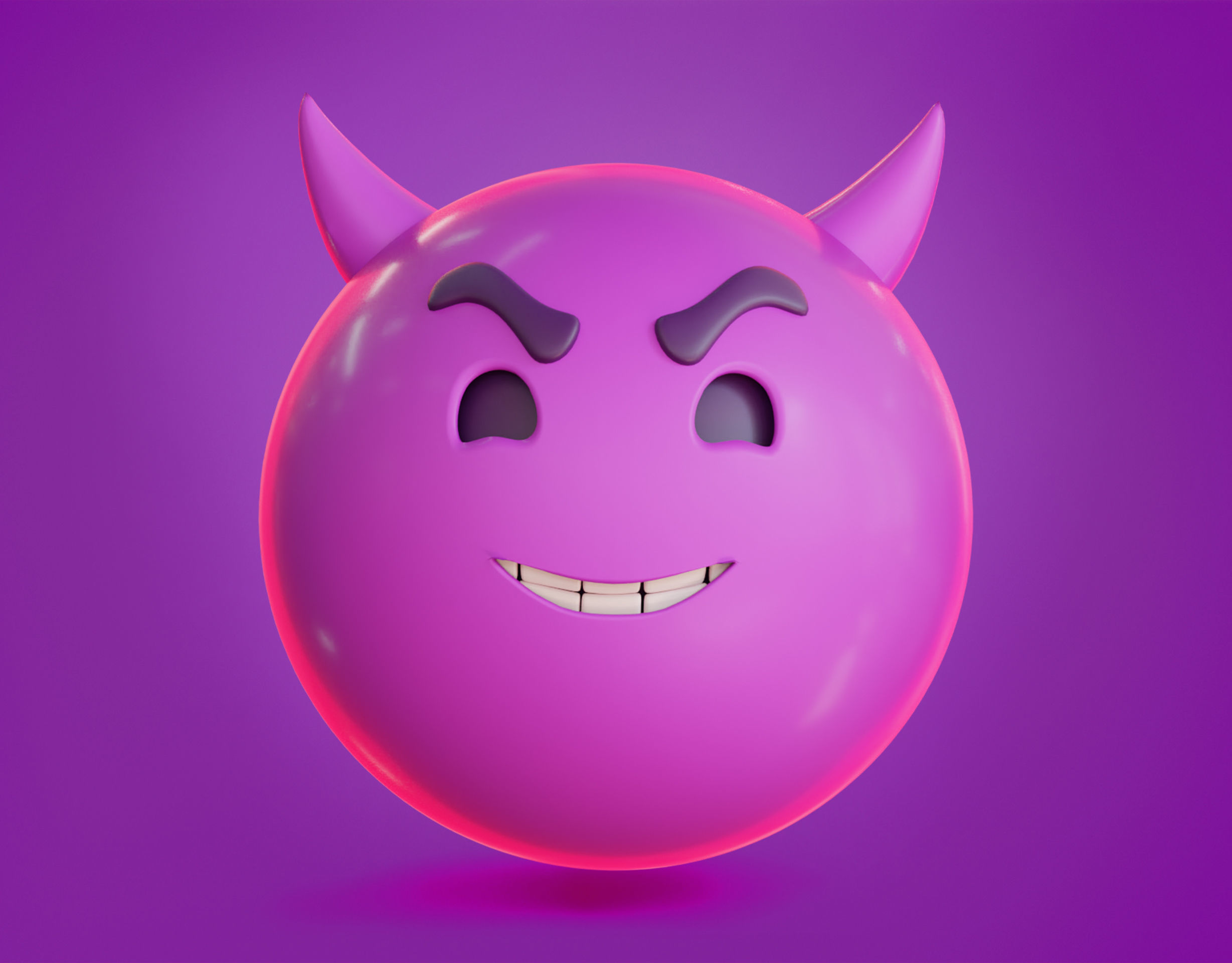 Smiling face with Horns Animated Emoji Low-poly 3D model_7