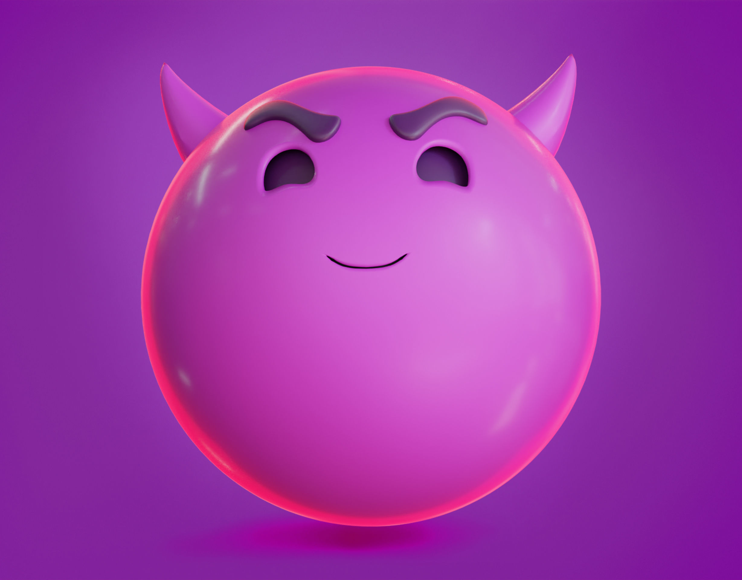 Smiling face with Horns Animated Emoji Low-poly 3D model_5