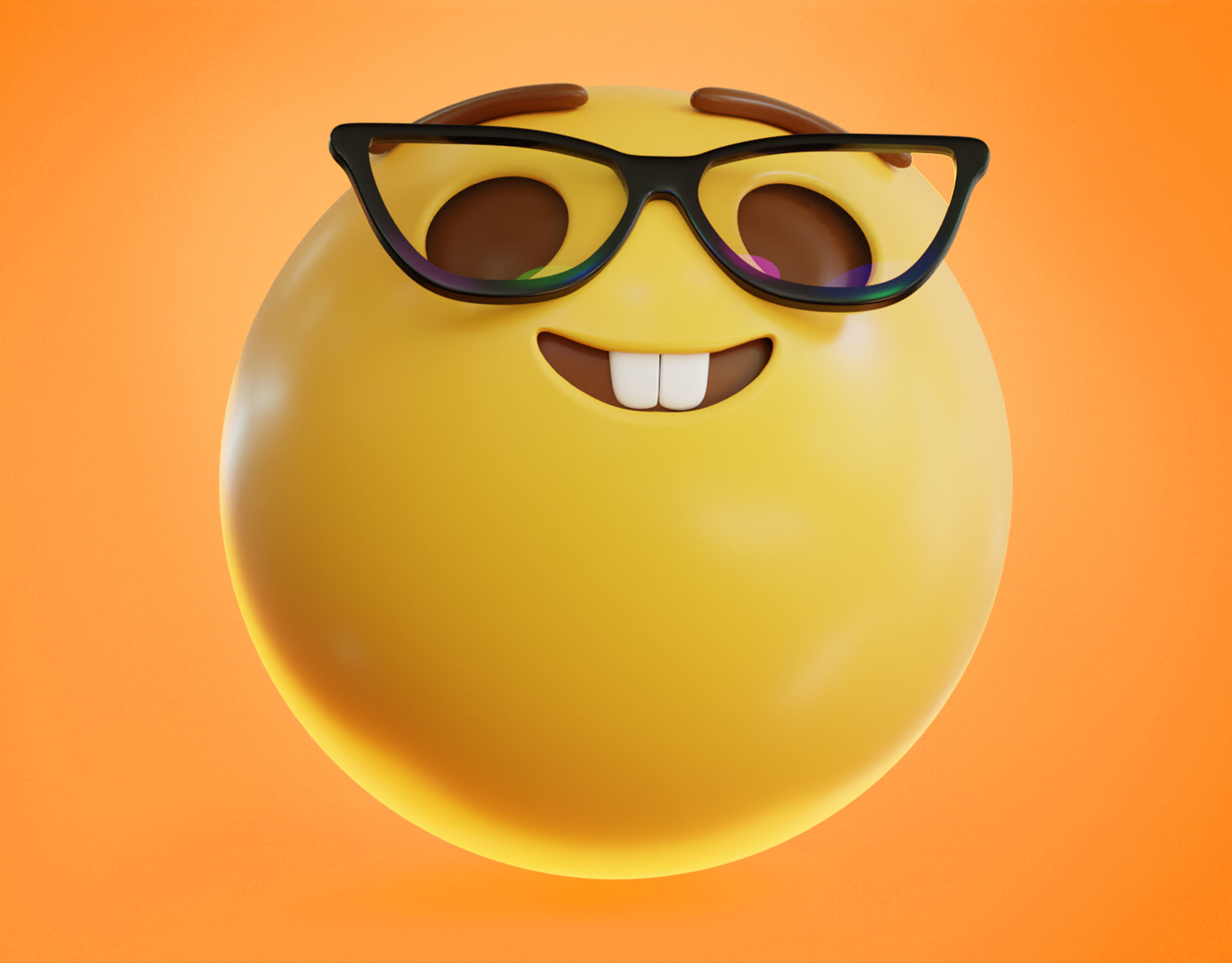 Smiling face with Glasses Animated Emoji Low-poly 3D model_6